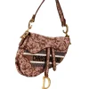 Christian Dior Canvas Embroidered Brocart Saddle shoulder bag