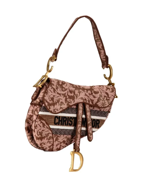 Christian Dior Canvas Embroidered Brocart Saddle shoulder bag