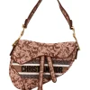 Christian Dior Canvas Embroidered Brocart Saddle shoulder bag