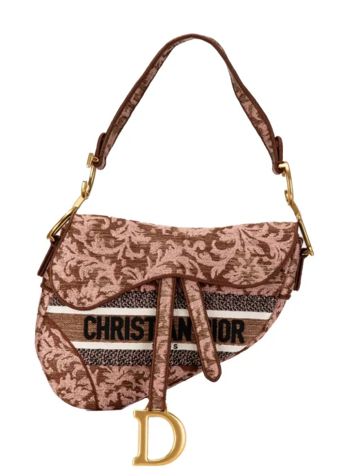 Christian Dior Canvas Embroidered Brocart Saddle shoulder bag