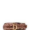 Christian Dior Canvas Embroidered Brocart Saddle shoulder bag