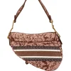 Christian Dior Canvas Embroidered Brocart Saddle shoulder bag