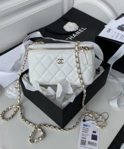 Chanel Vanity Top Handle White Braided