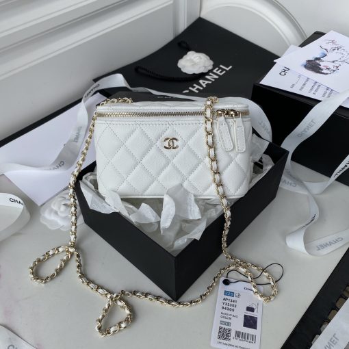 Chanel Vanity Top Handle White Braided