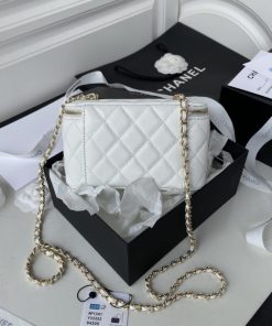 Chanel Vanity Top Handle White Braided Back