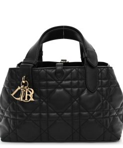 CHRISTIAN DIOR Calfskin Macrocannage Small Toujours Black