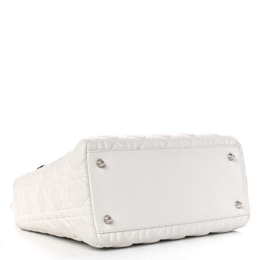 CHRISTIAN DIOR Lambskin Cannage Medium Lady Dior White