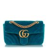 Velvet Matelasse Mini GG Marmont Shoulder Bag Pavone Cyan