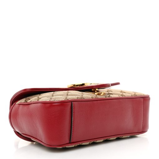 Gucci Monogram Azalea Calfskin Matelasse Mini GG Marmont Ebony Red