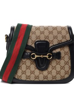 Gucci Monogram Ruinart Calfskin Shoulder Bag Beige Ebony Black