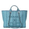 Chanel Mixed Fibers Striped Medium Deauville Tote Blue