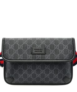 GG Supreme Monogram Web Slim Belt Bag Black Grey