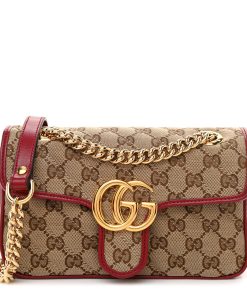 Gucci Monogram Azalea Calfskin Matelasse Mini GG Marmont Ebony Red