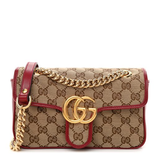 Gucci Monogram Azalea Calfskin Matelasse Mini GG Marmont Ebony Red