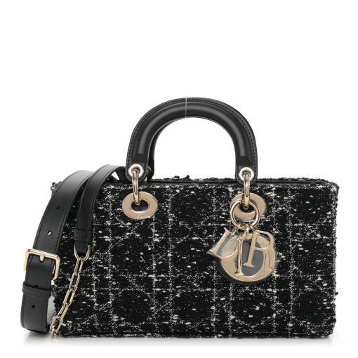 DIOR Tweed Cannage Lady D-Joy Black White