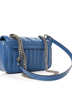 Calfskin Matelasse Aria Mini GG Marmont Shoulder Bag Clear Blue