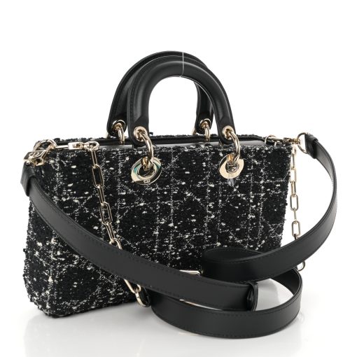 DIOR Tweed Cannage Lady D-Joy Black White