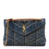 YSL Denim Quilted Small Loulou Puffer Chain Blue Cinnamon