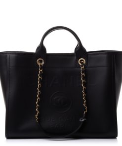 Chanel Calfskin Medium Deauville Tote Black