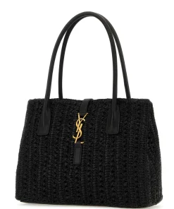 YSL Panier Logo Plaque Tote Black Bag