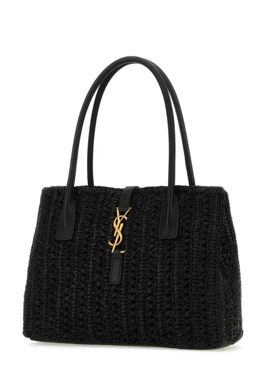 YSL Panier Logo Plaque Tote Black Bag