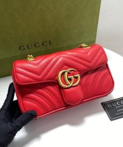 Gucci Red GG Marmont Small Shoulder Bag