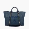 CHANEL DEAUVILLE NAVY BLUE TOTE BLACK CHW