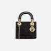 Mini Lady Dior Bag Black Cotton with Micropearls