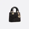 Mini Lady Dior Bag Black Cotton with Micropearls