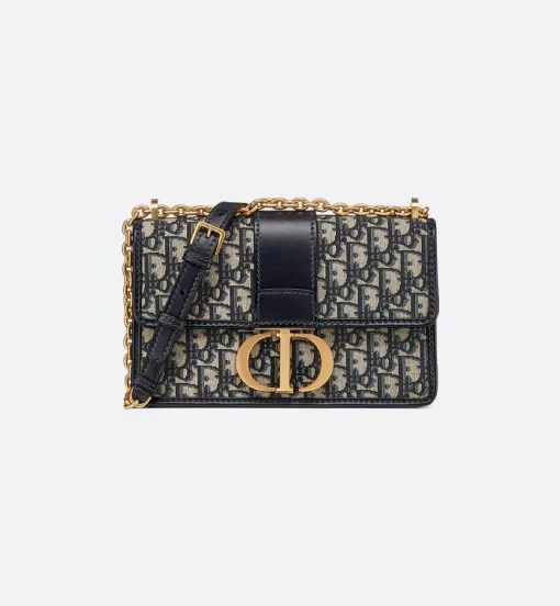 Dior Montaigne Chain Bag Blue Dior Oblique Jacquard