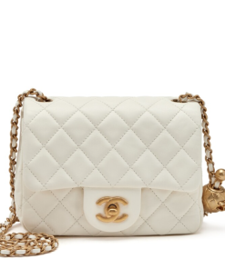 Chanel White Quilted Mini Square Pearl Crush Flap Brushed