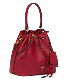 Prada Bucket Bag Saffiano Leather Gold-tone Red