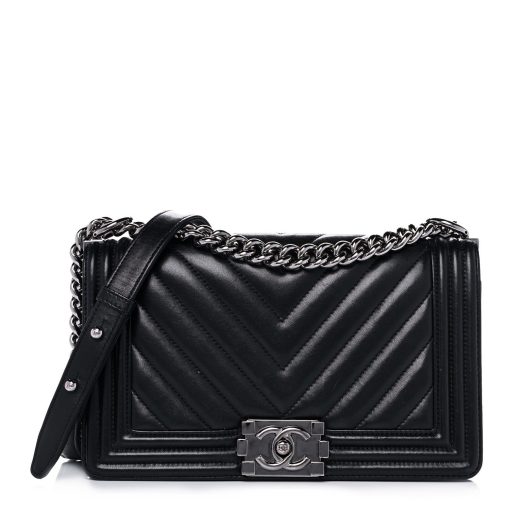 Chanel Calfskin Chevron Quilted Medium Boy Flaps