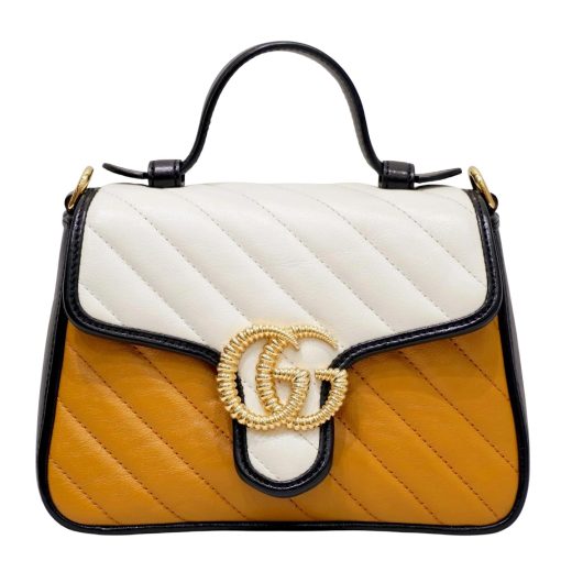 GUCCI GG Marmont Shoulder Bag Black White Yellow