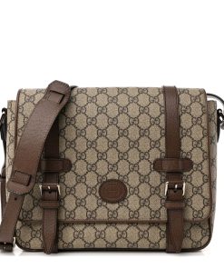 GG Supreme Interlocking G Flap Bag Beige New Acero