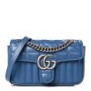 Calfskin Matelasse Aria Mini GG Marmont Shoulder Bag Clear Blue