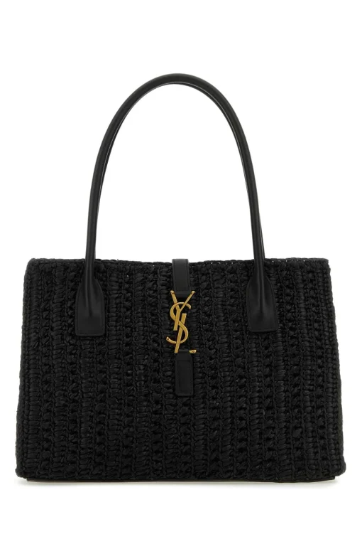 YSL Panier Logo Plaque Tote Black Bag