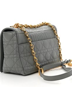 DIOR Calfskin Cannage Medium Caro Bag Grey