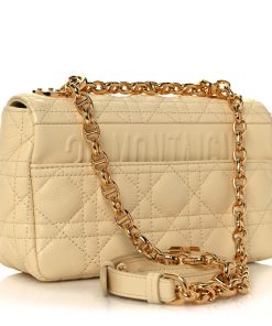 DIOR Calfskin Cannage Small Caro Bag Pale Yellow