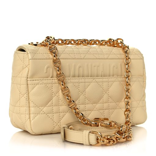 DIOR Calfskin Cannage Small Caro Bag Pale Yellow