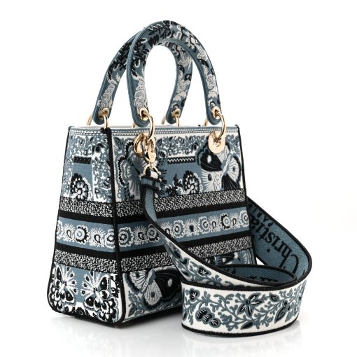 DIOR Canvas Butterfly Print Lady D-Lite Denim Blue