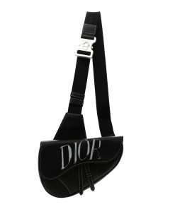 DIOR Alex Foxton Logo Saddle Bag Black