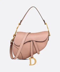 Dior Saddle Bag with Strap Blush Grained