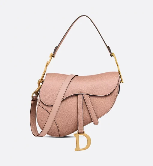 Dior Saddle Bag with Strap Blush Grained