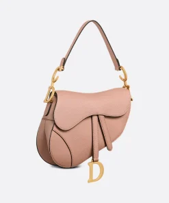 Dior Saddle Bag with Strap Blush Grained