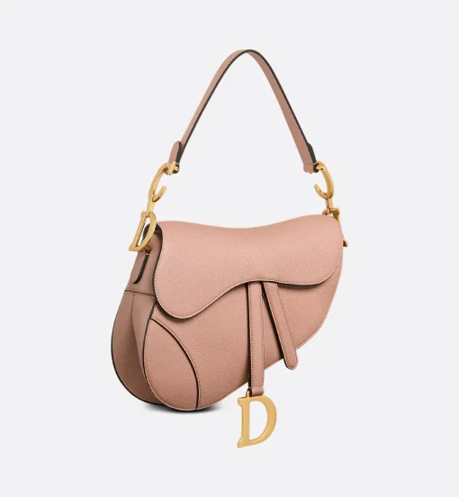 Dior Saddle Bag with Strap Blush Grained