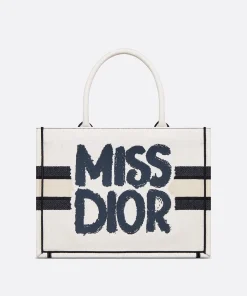 Dior Medium Book Tote White And Blue Miss Dior Graffiti