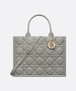 Dior Book Tote Stone Gray Macrocannage Calfskin