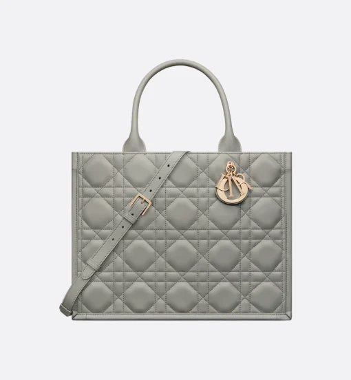 Dior Book Tote Stone Gray Macrocannage Calfskin