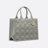 Dior Book Tote Stone Gray Macrocannage Calfskin